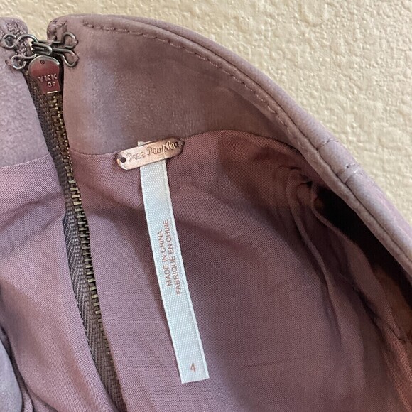 Free People Mauve Pencil Mini Skirt Size 4 Vegan Suede Leather Academia U3 - Picture 10 of 12